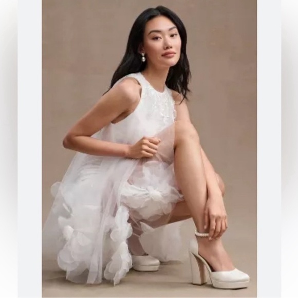 Mac Duggal x Anthropologie Della Appliqué Petal Halter Dress Size 12 New - Picture 5 of 17